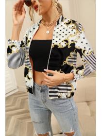 Outlet Zip decoration printing cardigan autumn jacket