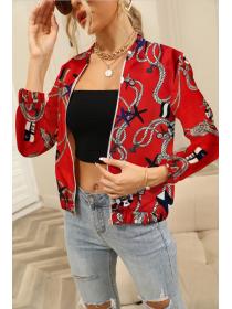 Outlet Zip decoration printing cardigan autumn jacket