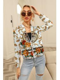 Outlet Zip decoration printing cardigan autumn jacket