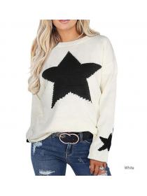 Outlet Winter New women's sweater loose star embroideried pullover knit bottom