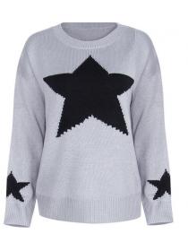 Outlet Winter New women's sweater loose star embroideried pullover knit bottom