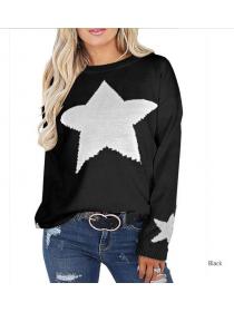 Outlet Winter New women's sweater loose star embroideried pullover knit bottom