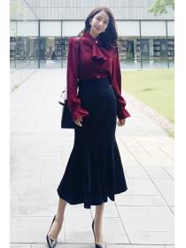Outlet Autumn tops Korean style shirt 2pcs set for women