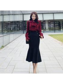Outlet Autumn tops Korean style shirt 2pcs set for women