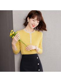 Outlet Autumn loose tops lace collar half high collar sweater