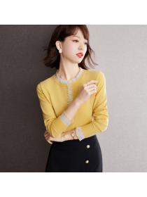 Outlet Autumn loose tops lace collar half high collar sweater