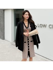 Outlet Slim Korean style geometry pattern slit dress for women