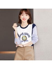 Outlet Cartoon printing Pseudo-two hoodie autumn minority tops