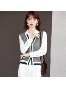 Outlet All-match wears outside sweater knitted waistcoat