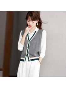 Outlet All-match wears outside sweater knitted waistcoat