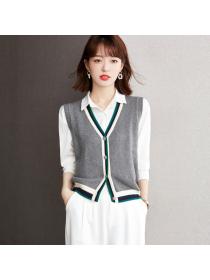 Outlet All-match wears outside sweater knitted waistcoat