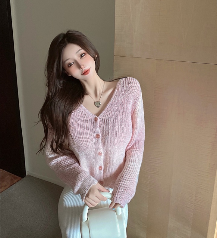 Outlet Pink knitted cardigan outside the ride vest 2pcs set