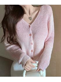 Outlet Pink knitted cardigan outside the ride vest 2pcs set