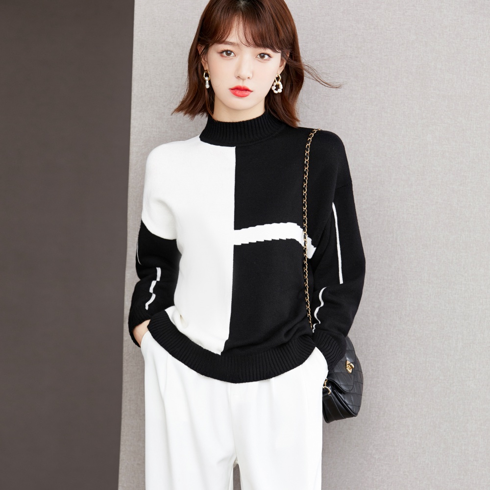 Outlet Autumn and winter all-match high collar sweater