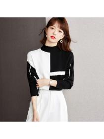 Outlet Autumn and winter all-match high collar sweater