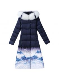 Outlet Winter new style fox fur collar printed down jacket down coat for women