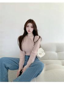 Outlet Korean style short cardigan halter sweet vest a set