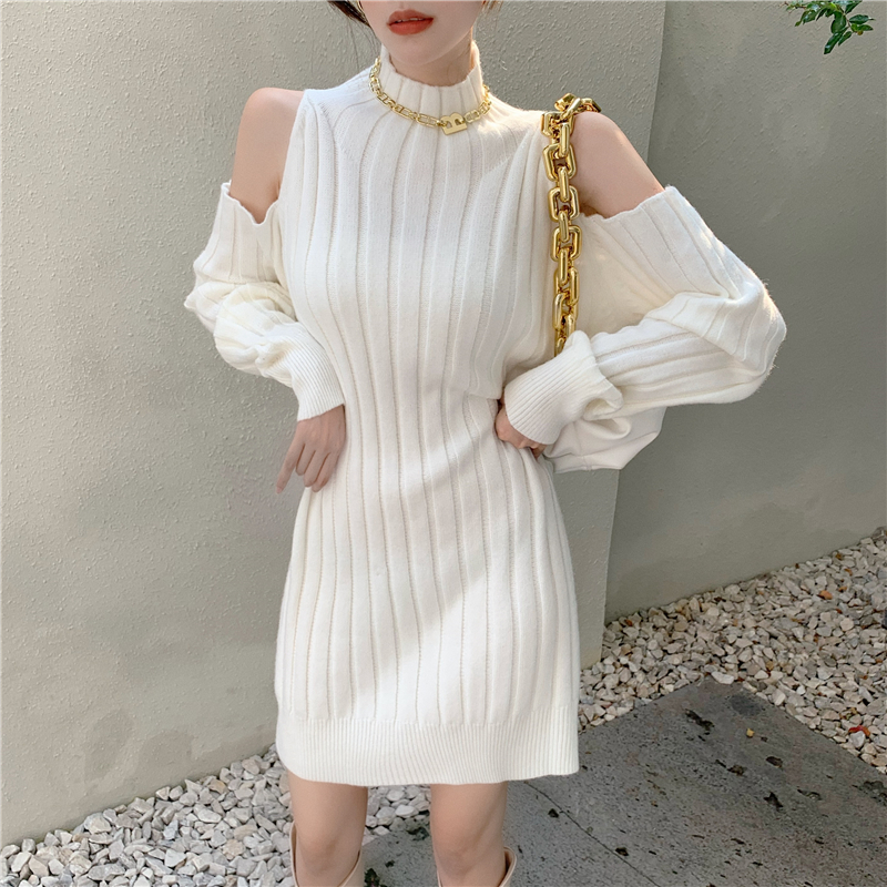 Outlet Long fashion strapless high collar dress