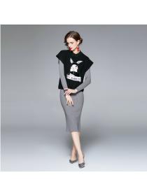 Outlet European style waistcoat dress 2pcs set for women