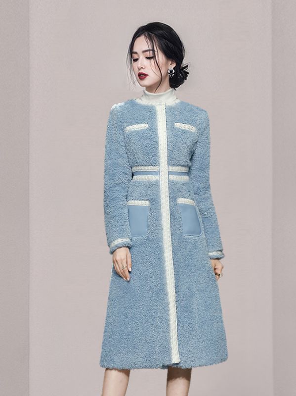 Outlet Pure Color Show Waist Long Coat