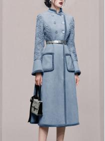 Outlet Pure Color Nobel Style Fashion Long Coat 