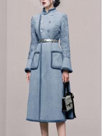 Outlet Pure Color Nobel Style Fashion Long Coat 