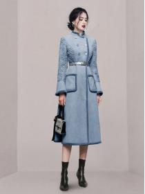 Outlet Pure Color Nobel Style Fashion Long Coat 