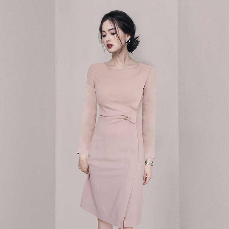 Outlet Autumn and winter long sleeve slim package hip dress