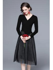 Outlet Splice bottoming dress black long dress for women