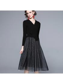 Outlet Splice bottoming dress black long dress for women