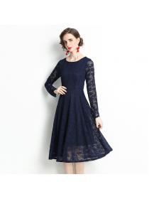 Outlet Round neck big skirt autumn and winter European style dress