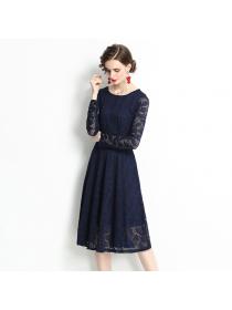 Outlet Round neck big skirt autumn and winter European style dress