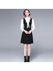 Outlet Knitted fashion and elegant black autumn dress for women