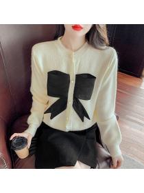 Outlet Bow temperament tops France style coat for women