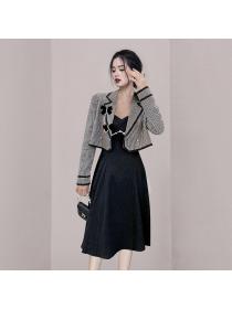 Outlet Mixed colors jacket Korean style dress a set for women