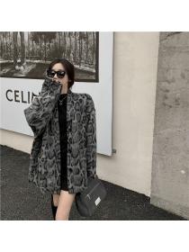 Outlet Loose long sleeve woolen coat all-match retro coat for women