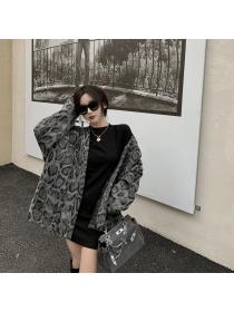 Outlet Loose long sleeve woolen coat all-match retro coat for women