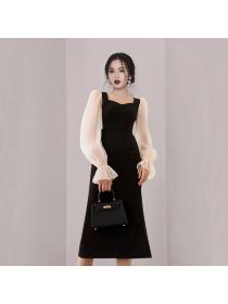 Outlet Sexy split autumn and winter slim France style dress