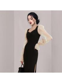 Outlet Sexy split autumn and winter slim France style dress