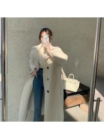 Outlet Winter long windbreaker leatherette Korean style overcoat
