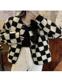 For Sale Color Matching Knitting Fashion Coat 