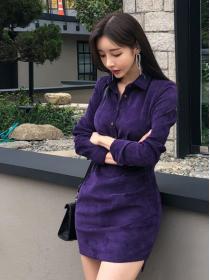 Korean Style Pure Color Drpae Fashion Dress