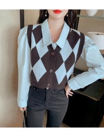 Outlet Temperament tops retro waistcoat 2pcs set