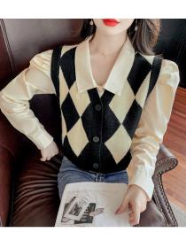 Outlet Temperament tops retro waistcoat 2pcs set