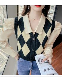 Outlet Temperament tops retro waistcoat 2pcs set