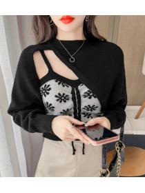 Outlet Autumn and winter pullover vest knitted coat 2pcs set