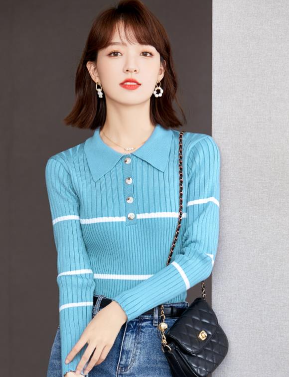 Discount Color Matching Slim Knitting Top