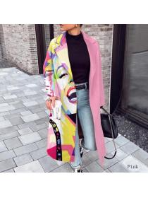 Outlet Winter fashion Unique style printd long coat