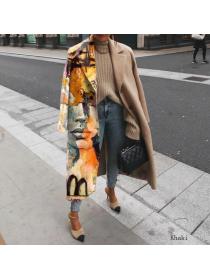 Outlet Winter fashion Unique style printd long coat