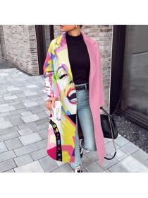 Outlet Winter fashion Unique style printd long coat